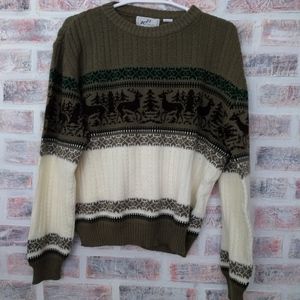 Vintage Ugly Christmas Reindeer Sweater Medium